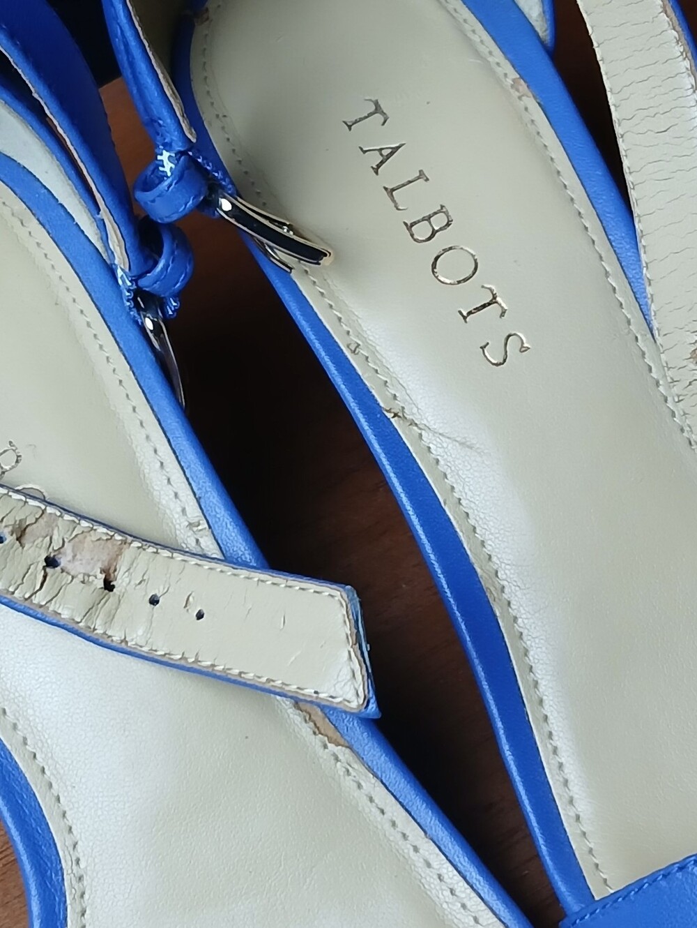 TALBOTS Blue Ankle-Strap Leather Sandals - Picture 9 of 14